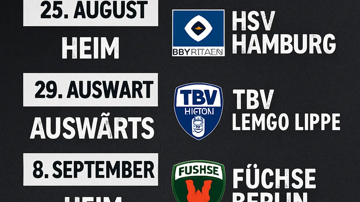 Handballspieler des THW Kiel während eines Spiels in der Bundesliga.