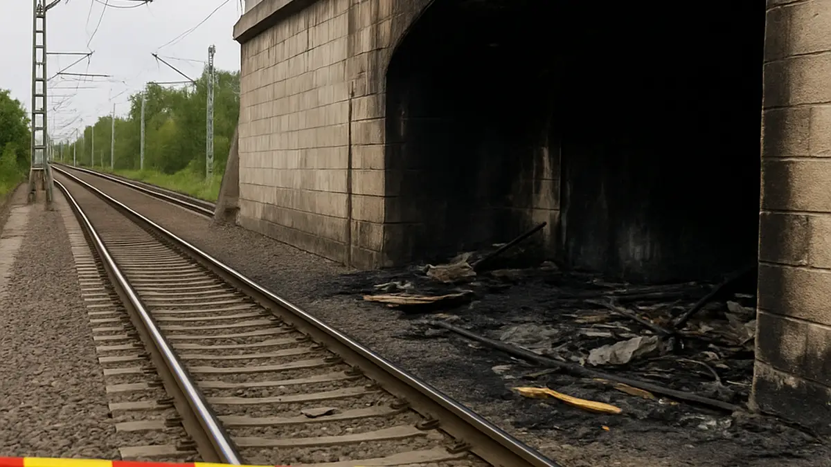 Ein Abschnitt der Bahnstrecke Nürnberg-Bamberg ist nach einem Brand in einer Unterführung mehrere Tage gesperrt; die Kriminalpolizei ermittelt wegen Brandstiftung, bisher ohne Hinweise auf Sabotage.