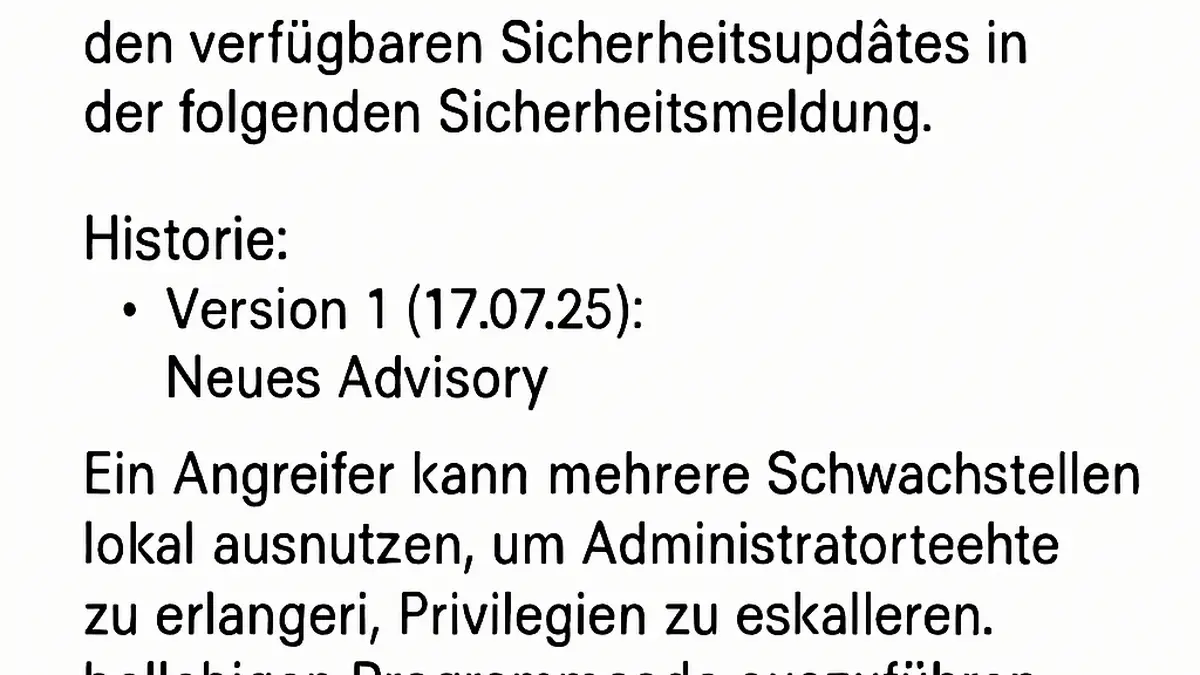 Bild zeigt eine technische Sicherheitsmeldung mit einem Dokumenten- oder Berichtstext über Schwachstellen und Sicherheitsupdates für SUSE Linux Enterprise High Performance Computing 12 SP5.