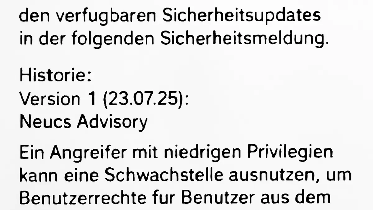 Screenshot einer Sicherheitsmeldung im Linux-Magazin-Team-Newsletter, die Informationen zu Sicherheitsupdates und Schwachstellen, einschließlich eines neuen Advisories für Fedora 42 und des Pakets 'shadow-utils-4.17.4-2', enthalten.