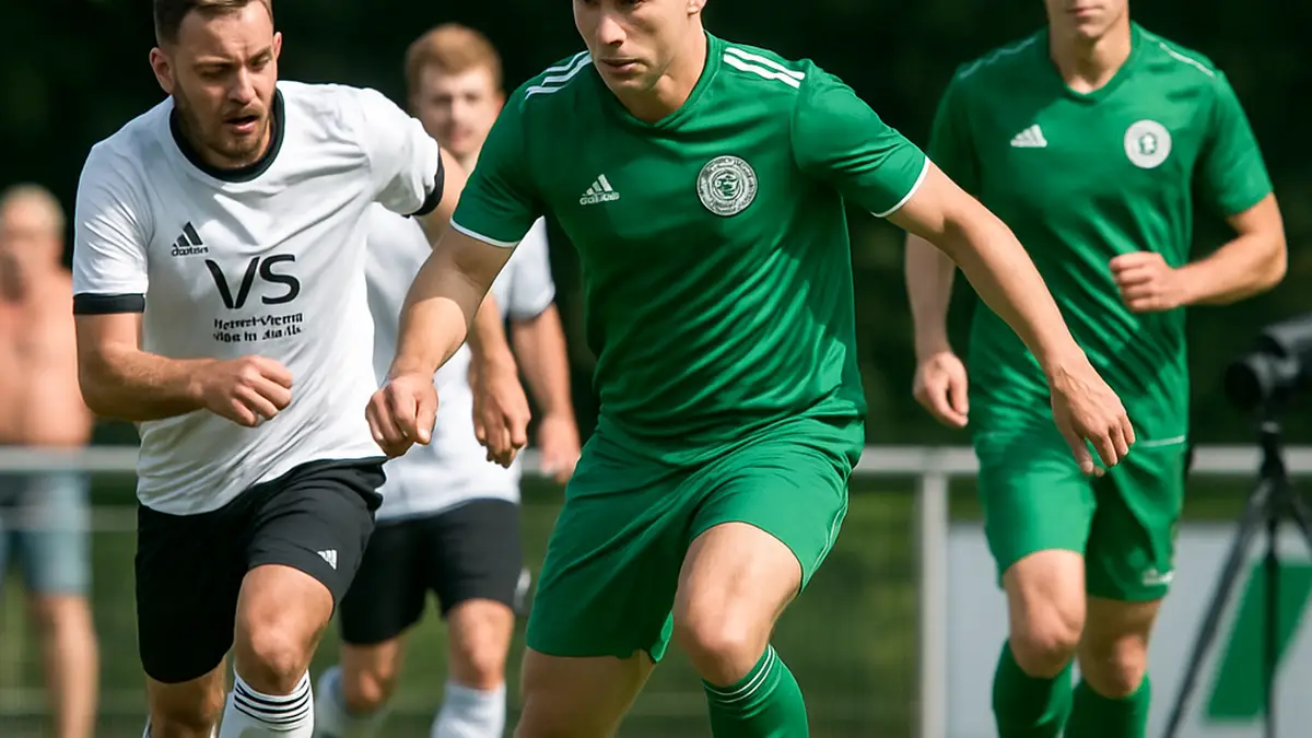 Ein Screenshot mit Text, der spannende Berichte, Interviews und Reportagen aus den Amateurfußball-Ligen der Region Nürnberg/Fürth ankündigt.