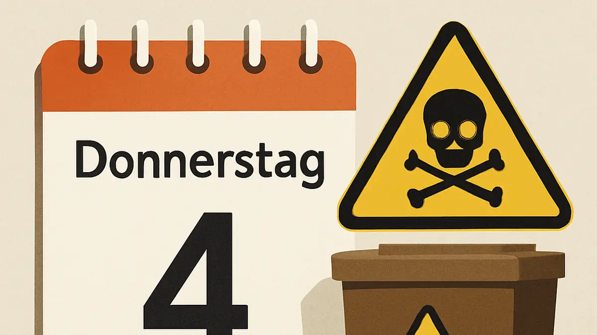 Ein Hinweis auf die anstehende Problemmüllsammlung im Landkreis Erh im Herbst 2025, Beginn am Donnerstag, 4. Oktober.
