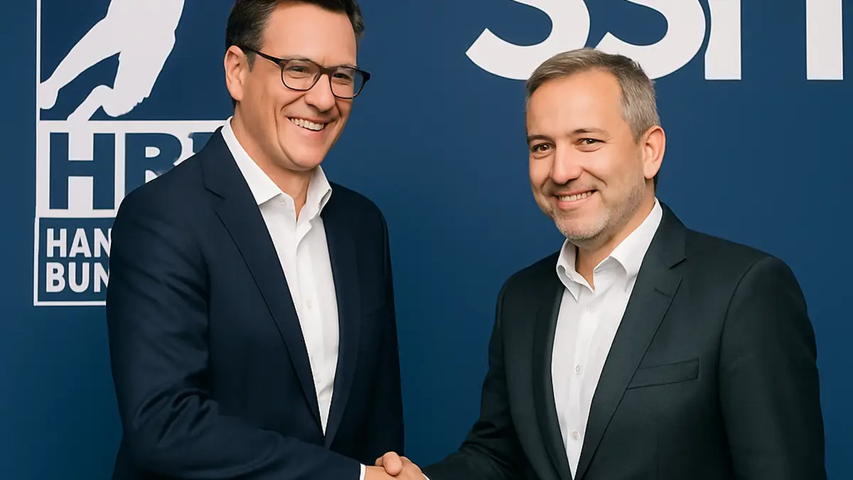 Logo der Handball-Bundesliga GmbH und SSEN-Logo bei der Bekanntgabe der strategischen Partnerschaft.