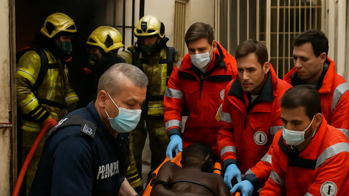 Sieben Gefängnisinsassen wurden bei einem Brand in einer Zelle in Stuttgart verletzt, einer schwer; Mitarbeiter sind vor Ort.