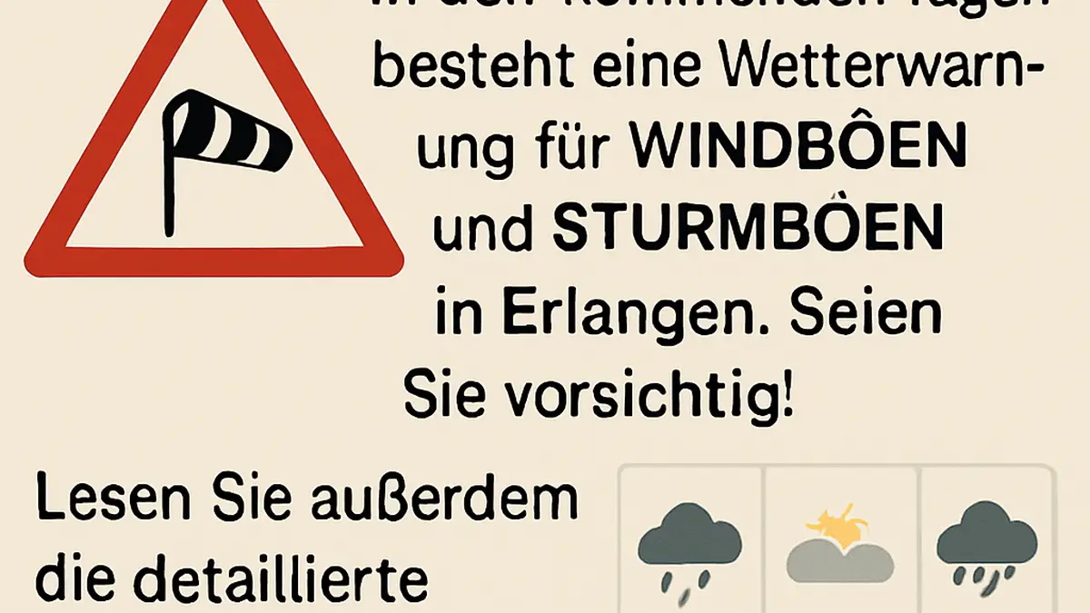 Wetterwarnung für Erlangen: Vorsicht vor Wind- und Sturmböen in den kommenden Tagen.